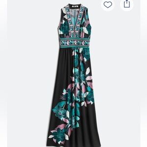 Maggy London Pink and Green Halter Maxi Sundress